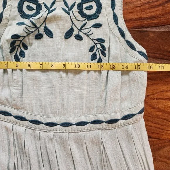 Super Pretty Embroidered Free People Dress Size 10, Birds Flowers Lined Viscose - Picture 6 of 11
